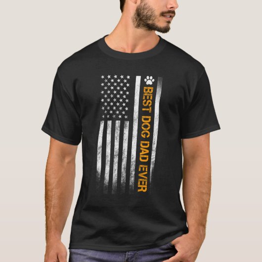 Mannen beste hond vader ooit Amerikaanse vlag D T-shirt (Voorkant)