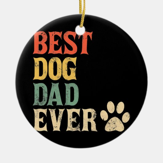 Mannen beste hond vader ooit  hond vader retro keramisch ornament (Voorkant)