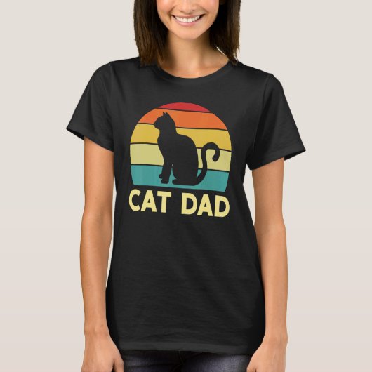 Mannen beste kat pap retro Vaderdag voor papa Ca T-shirt (Voorkant)