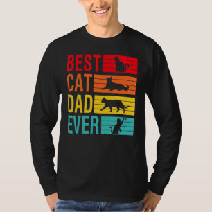Mannen Beste Kat Papa Oog Retro Vaderdag C T-shirt