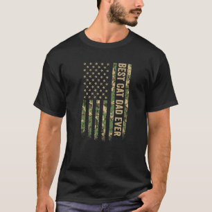 Mannen Beste Kat Vader Ooit Amerikaanse Vlag Camo T-shirt