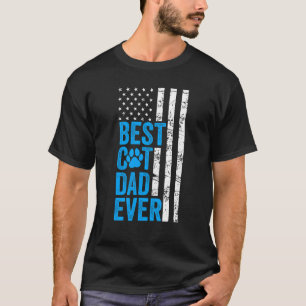 Mannen beste kat vader ooit Amerikaanse vlag kat v T-shirt