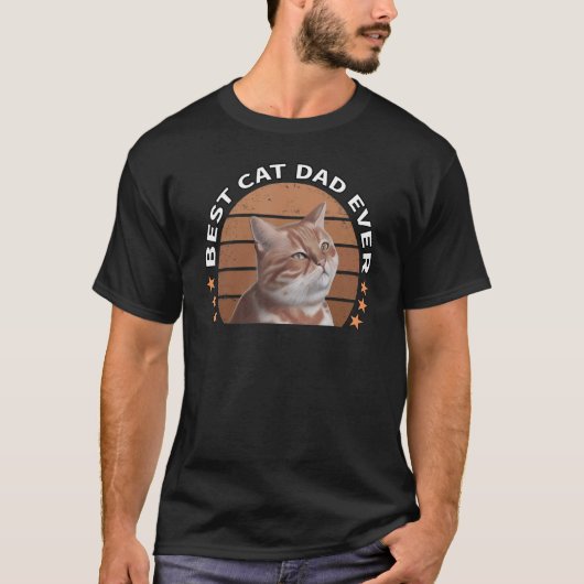 Mannen beste kat vader ooit!  kat papa Retro T-shirt (Voorkant)