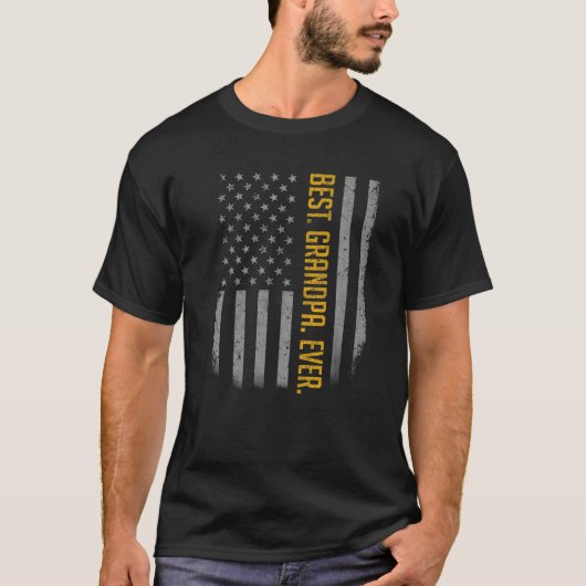 Mannen beste opa ooit Amerikaanse vlag voor vet T-shirt (Voorkant)