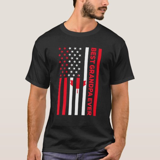 Mannen beste opa ooit Canada Amerikaanse vlag Cana T-shirt (Voorkant)