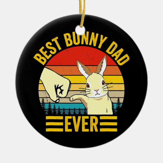 Mannen beste pap ooit konijnenhoed keramisch ornament (Voorkant)