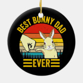 Mannen beste pap ooit konijnenhoed keramisch ornament (Achterkant)