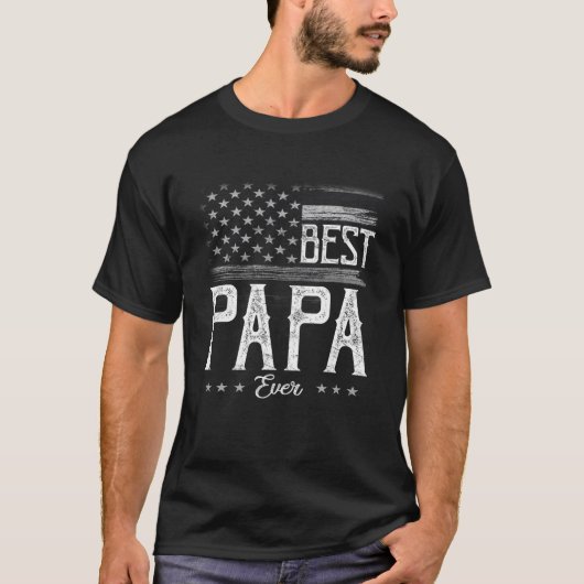 Mannen beste papieren ooit Amerikaanse vlag Grandp T-shirt (Voorkant)