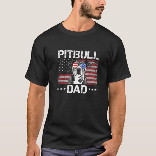 Mannen beste pappa ooit Amerikaanse vlag Funny Dog T-shirt (Voorkant)