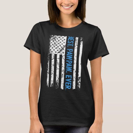 Mannen beste Pawpaw ooit Amerikaanse vlag voor vad T-shirt (Voorkant)