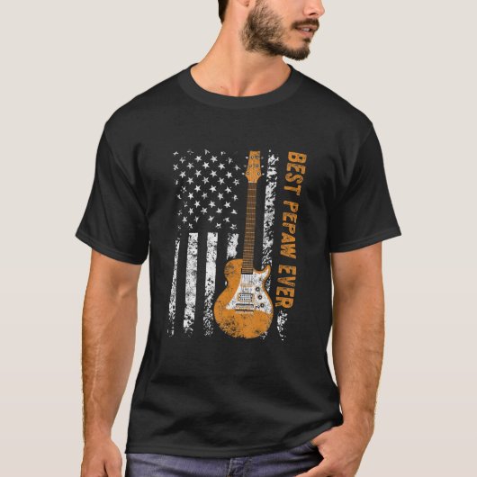 Mannen beste pepaw ooit Amerikaanse vlag Guitar Ch T-shirt (Voorkant)
