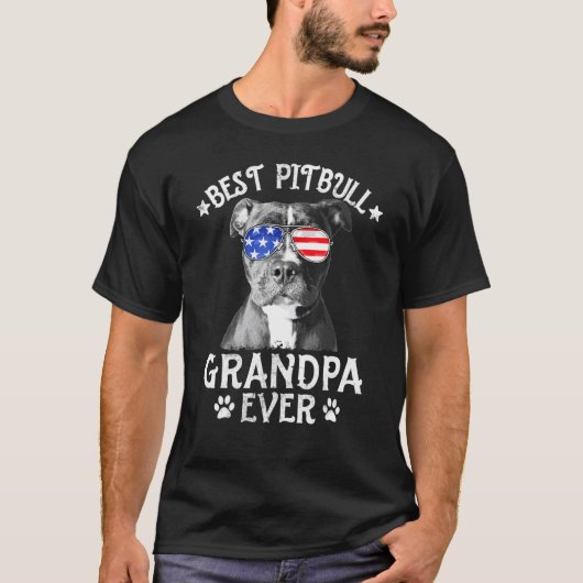 Mannen beste Pitbull opa Ever Dog Dad American Fl T-shirt (Voorkant)