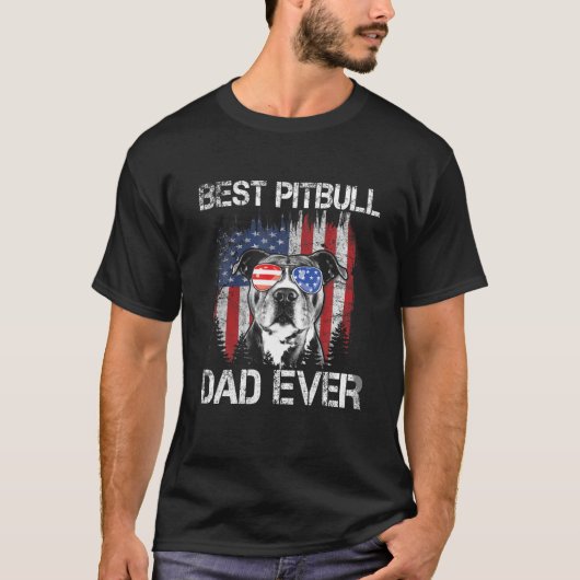 Mannen beste Pitbull pa ooit Amerikaanse vlag Pitb T-shirt (Voorkant)