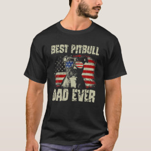 Mannen beste Pitbull papa Oog Amerikaanse vlag 4 T-shirt