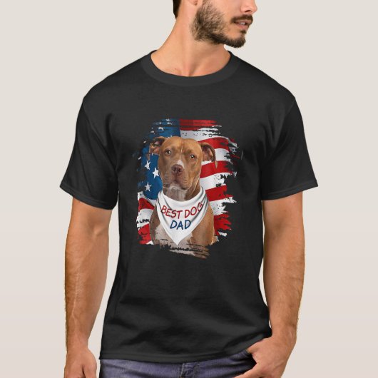 Mannen beste Pitbull Terriër Papa Ooit Amerikaanse T-shirt (Voorkant)