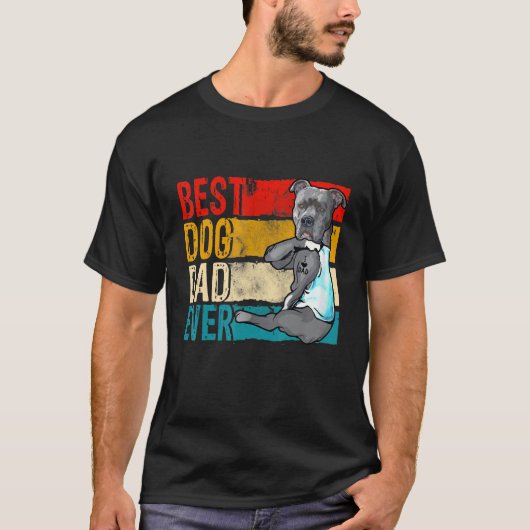 Mannen beste Pitbull vader ooit Amerikaanse vlag h T-shirt (Voorkant)