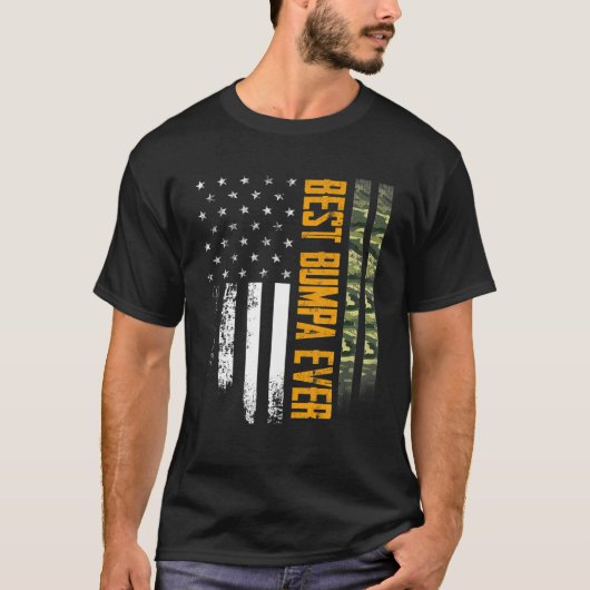 Mannen  beste pomp ooit in Camo American Flag Di T-shirt (Voorkant)
