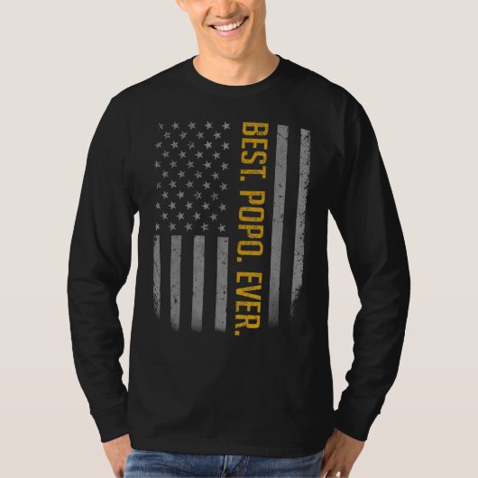 Mannen beste Popo ooit Amerikaanse vlag voor vader T-shirt (Voorkant)