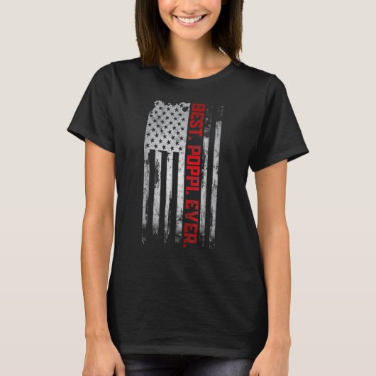 Mannen beste Poppi ooit Amerikaanse vlag T-shirt (Voorkant)