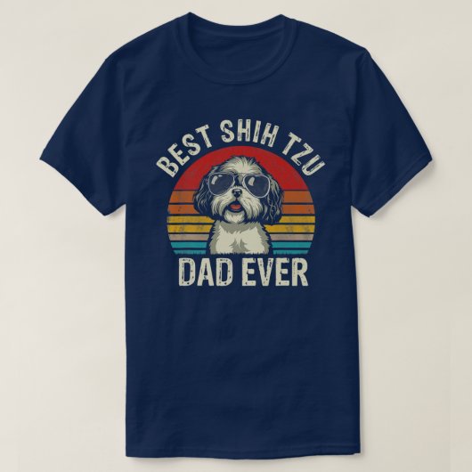 Mannen beste sjiitische Tzu pap ooit Vaderdag Vint T-shirt (Design voorkant)