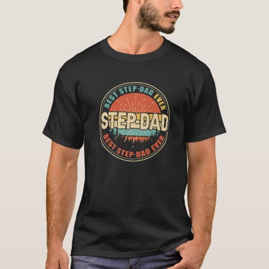 Mannen beste stap vader ooit retro vader opa t-shirt (Voorkant)