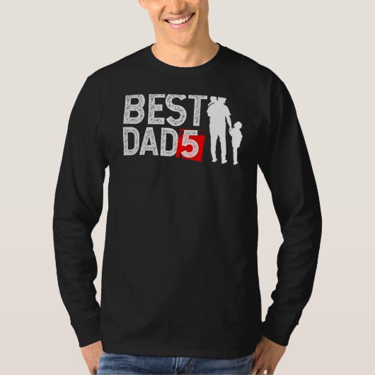 Mannen beste vader 5 of beste vader van vijf Kinde T-shirt (Voorkant)