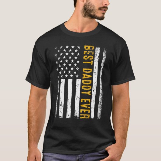 Mannen beste vader ooit Amerikaanse vlag proud pap T-shirt (Voorkant)