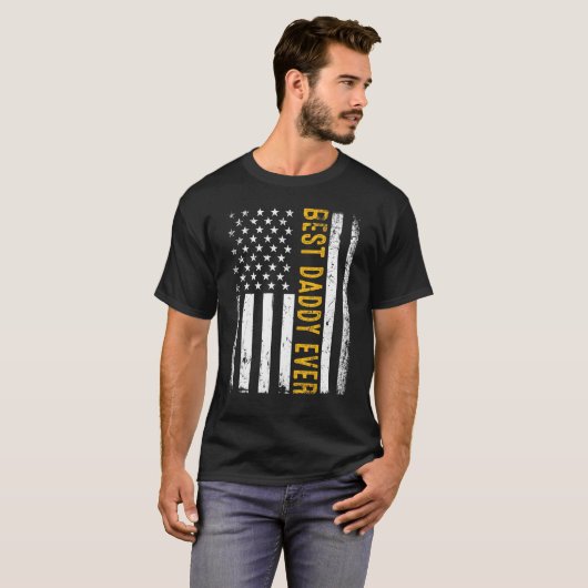 Mannen beste vader ooit Amerikaanse vlag proud pap T-shirt (Voorkant volledig)