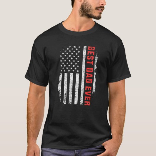 Mannen beste vader ooit Amerikaanse vlag vaders da T-shirt (Voorkant)