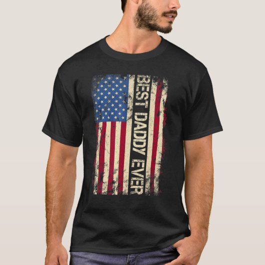 Mannen beste vader ooit Amerikaanse vlag voor vade T-shirt (Voorkant)