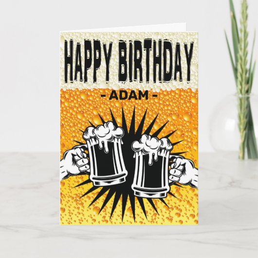 Mannen bier achtergrond Happy Birthday Kaart (Voorkant)