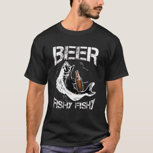 Mannen Bier Vis Vis T-shirt (Voorkant)