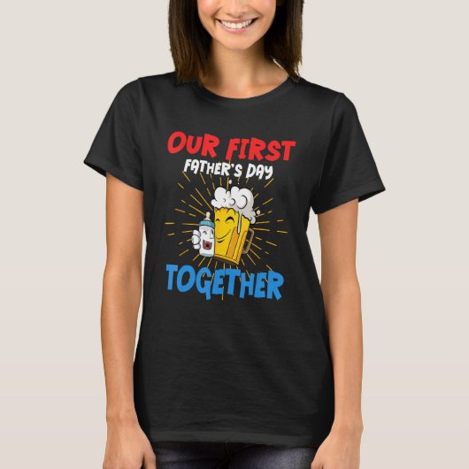 Mannen bierfles eerste vaderdag t-shirt (Voorkant)
