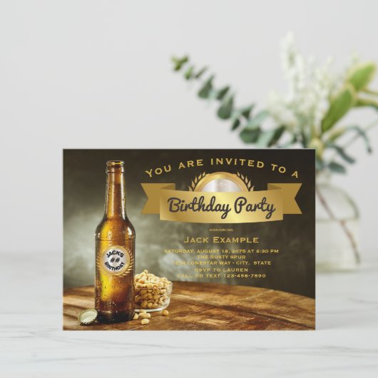 Mannen bierverjaardagsfeestjes kaart (Staand voorkant)