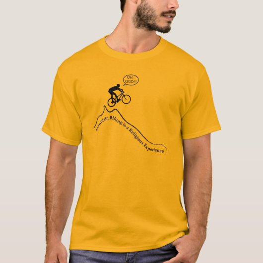 Mannen "Biking in de bergen is een religieuze erva T-shirt (Voorkant)