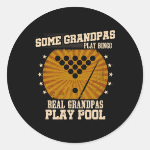 Mannen Biljart Opa Shirt - Real Grandpas Play Ronde Sticker