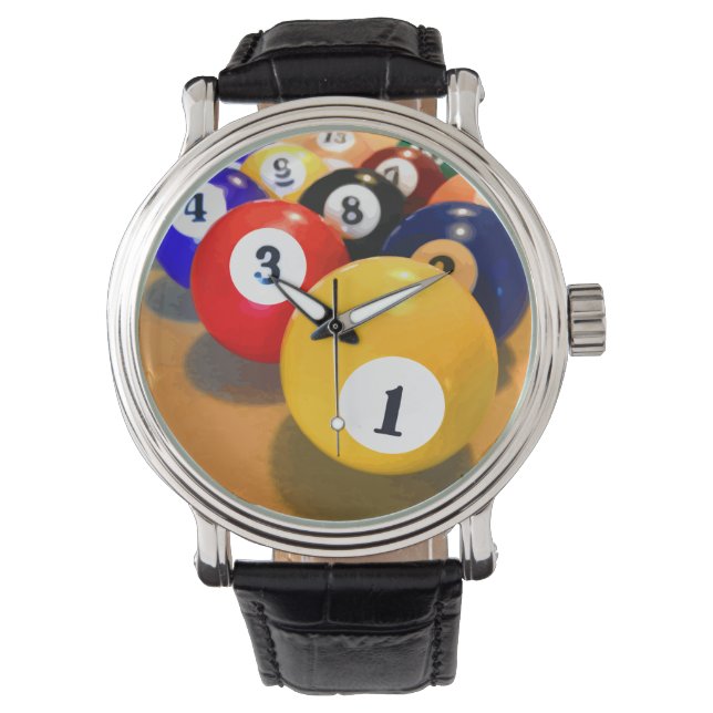 Mannen Billiards Thema Horloge (Voorkant)