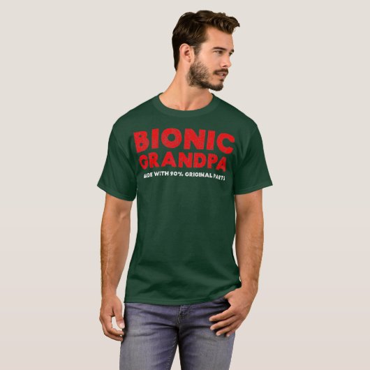 Mannen Bionic Grandpa Knee Hip Replacement 90 T-shirt (Voorkant volledig)