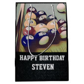 Mannen Birthday Billiards Medium Cadeauzakje (Voorkant)