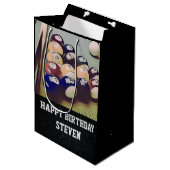 Mannen Birthday Billiards Medium Cadeauzakje (Voorkant Gekanteld)