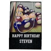 Mannen Birthday Billiards Medium Cadeauzakje (Achterkant)