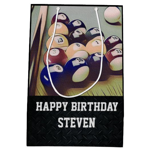 Mannen Birthday Billiards Medium Cadeauzakje (Achterkant)