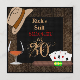MANNEN Birthday Cigars, Poker FEDORA Pet INVITATIO Kaart