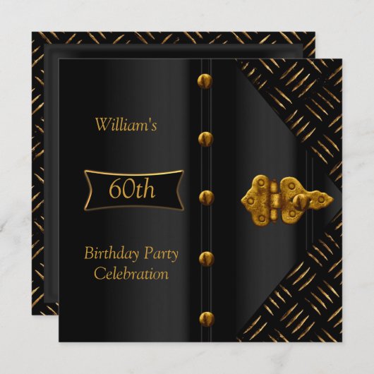Mannen Birthday Elegant Gold Black Kaart (Voorkant / Achterkant)
