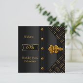 Mannen Birthday Elegant Gold Black Kaart (Staand voorkant)