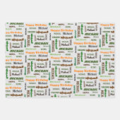 Mannen Birthday Herhalingsnaam set van 3 Inpakpapier Vel (Voorkant)