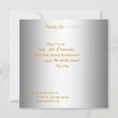 Mannen Birthday Party Invitation Silver Kaart (Achterkant)