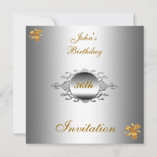 Mannen Birthday Party Invitation Silver Kaart