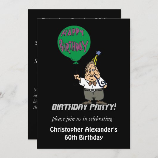 Mannen Birthday Party Kaart (Voorkant / Achterkant)