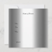 Mannen Birthday Party Silver Invitation Kaart (Achterkant)